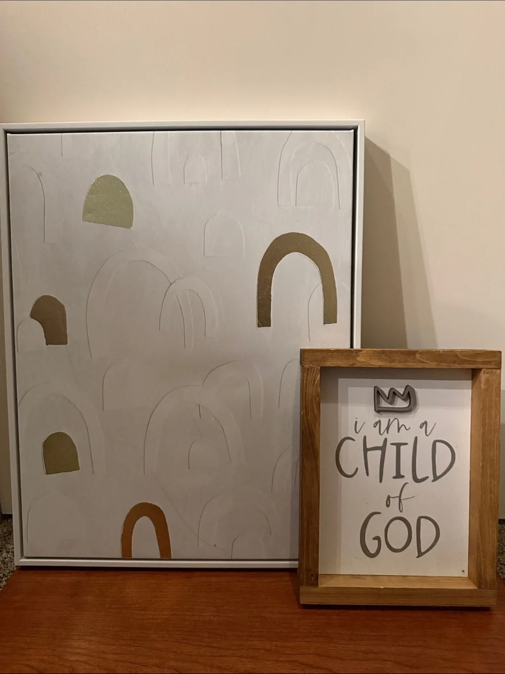 Threshold Neutral Arch Abstract Wall Art in White and Brown